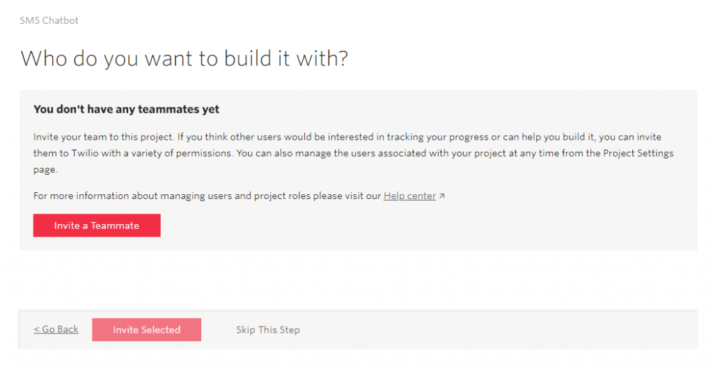 Twilio Invite Team Members