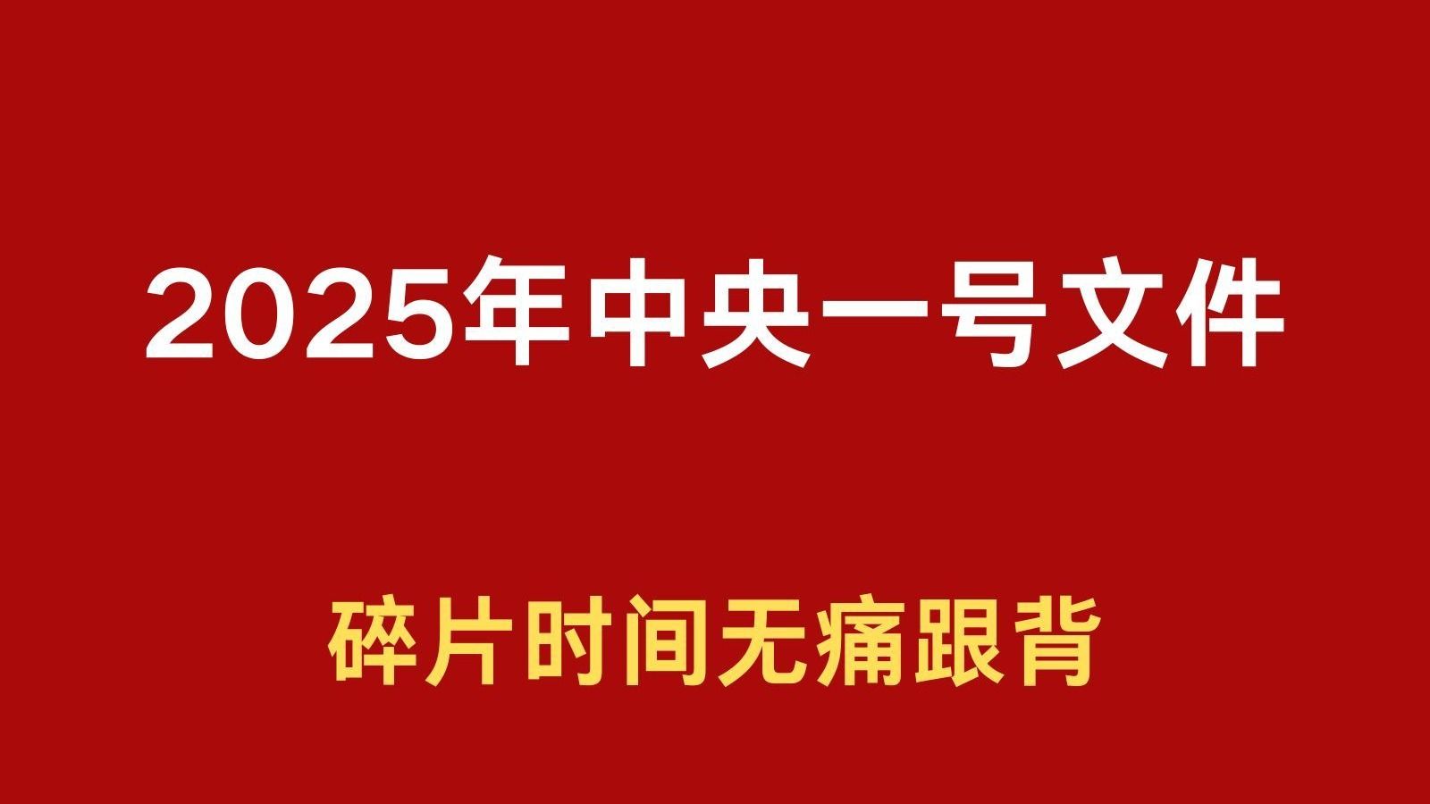 2025年中央一号文件 【 2025时政热点必学重要文件】碎片时间学习，磨耳朵