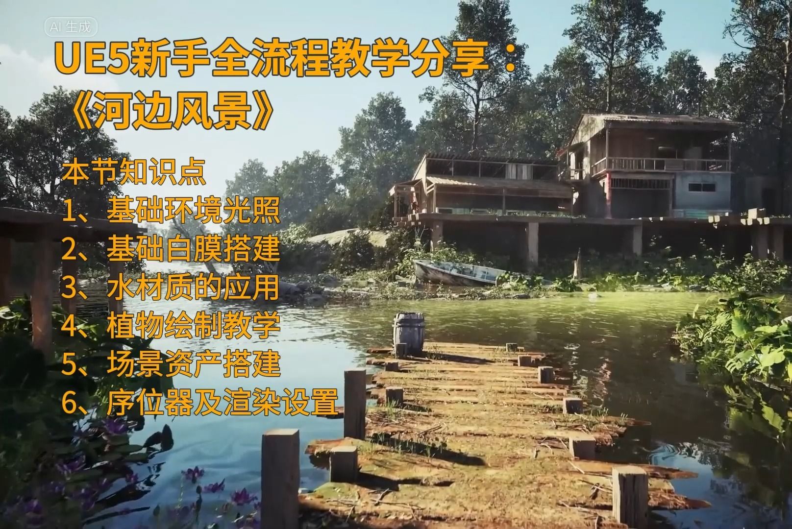 【国语】UE5 虚幻引擎基础教程：河边风景 ——国外优质UE教程中配搬运