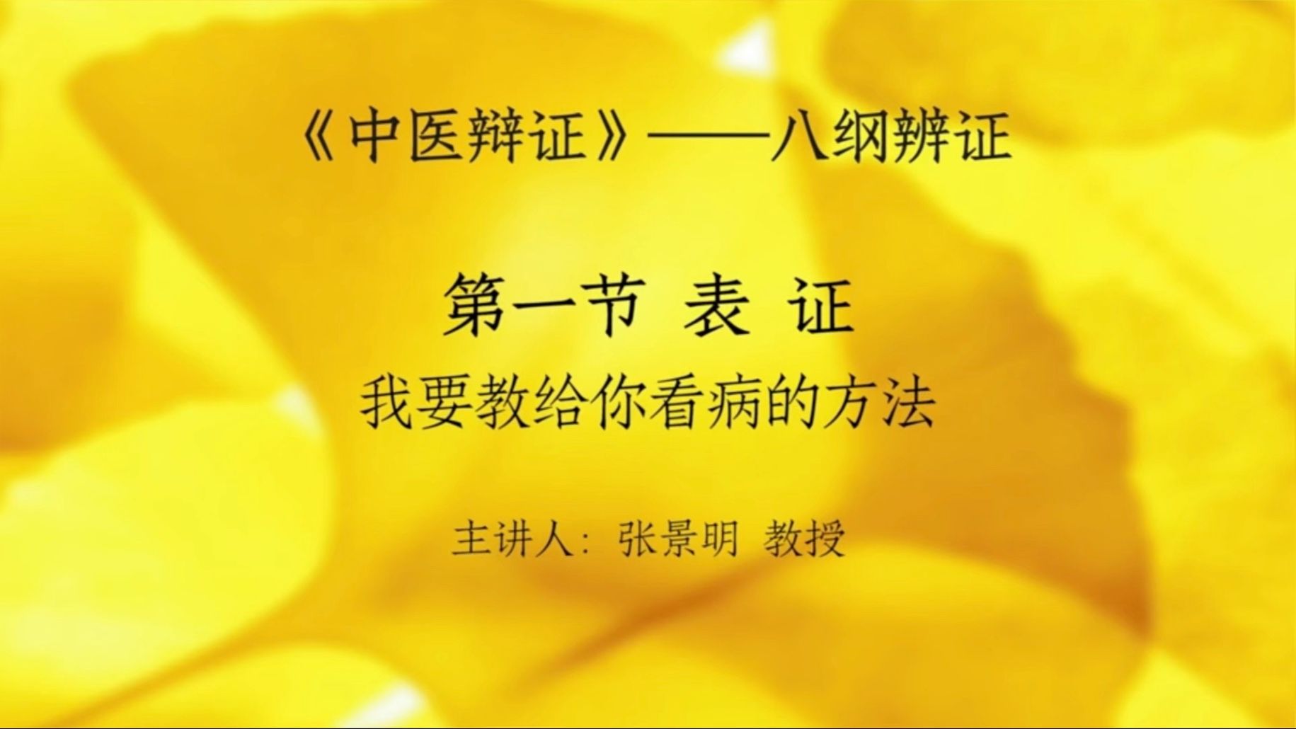 张景明教授《八纲辨证》1 我要教给你看病的方法
