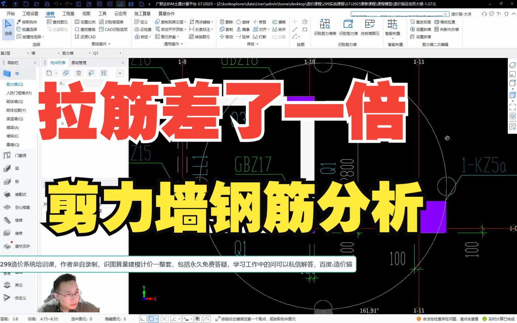 拉筋一定要注意，量差了一倍,剪力墙钢筋分析