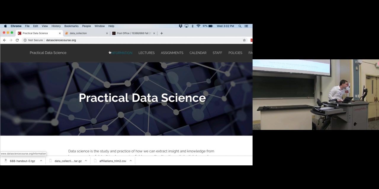 卡耐基梅隆大学 15-388 应用数据科学 Practical Data Science（Fall 2019）