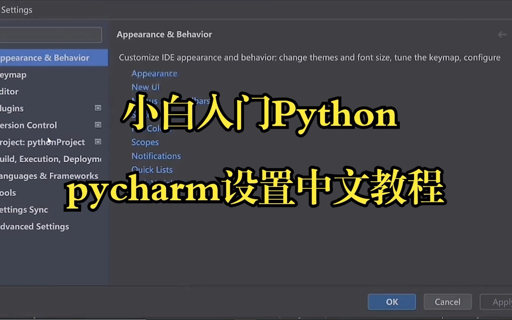 Python入门学习；学会pycharm的中文设置，让Python学习更轻松！