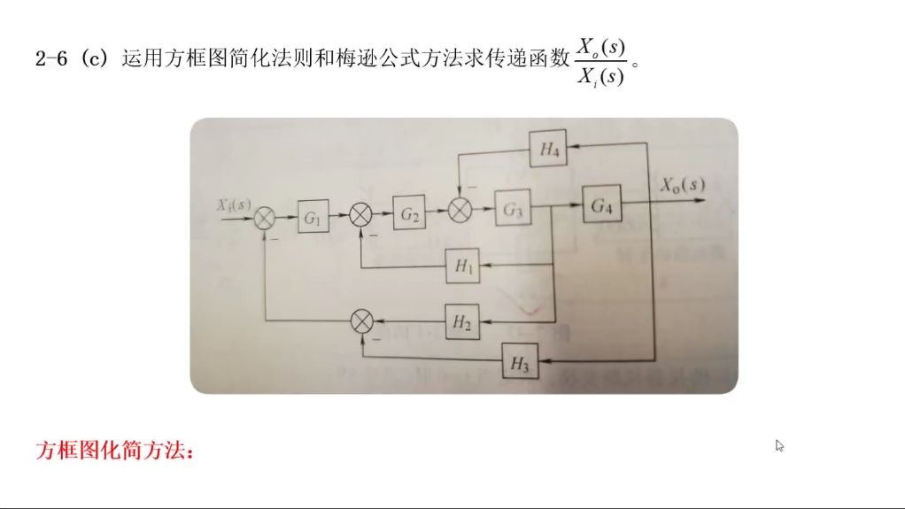 运用方框图简化法则求传递函数