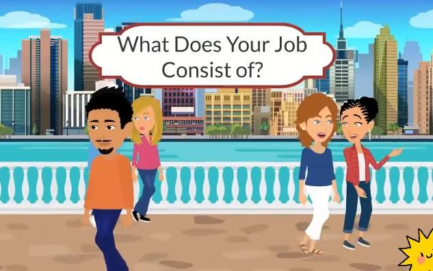 出国英语：what does your job consist of？两人聊起对方的工作内容。快速提高英语听力好素材~