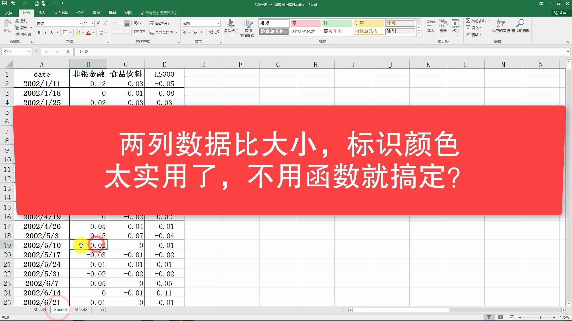 Excel小技巧，两列数据比大小并标识颜色，无需函数，好实用