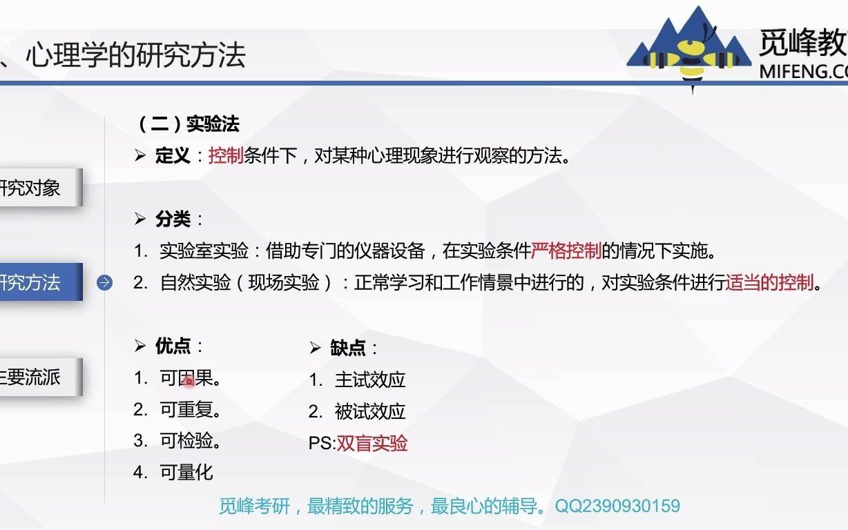 【心理学考研】普通心理学考研基础课综合版1.2-心理学研究方法（观察法、实验法、测验法、个案法、相关法）