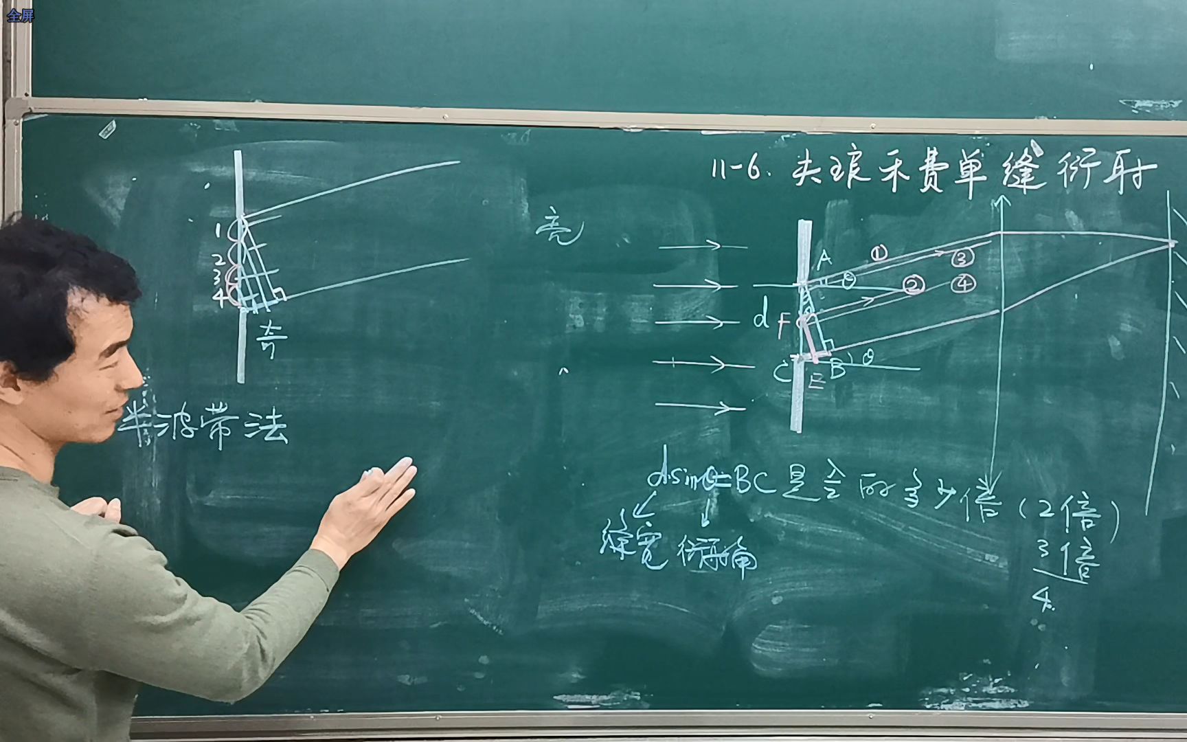 大学物理 11-5-光的衍射 11-6 弗朗禾费单缝衍射1