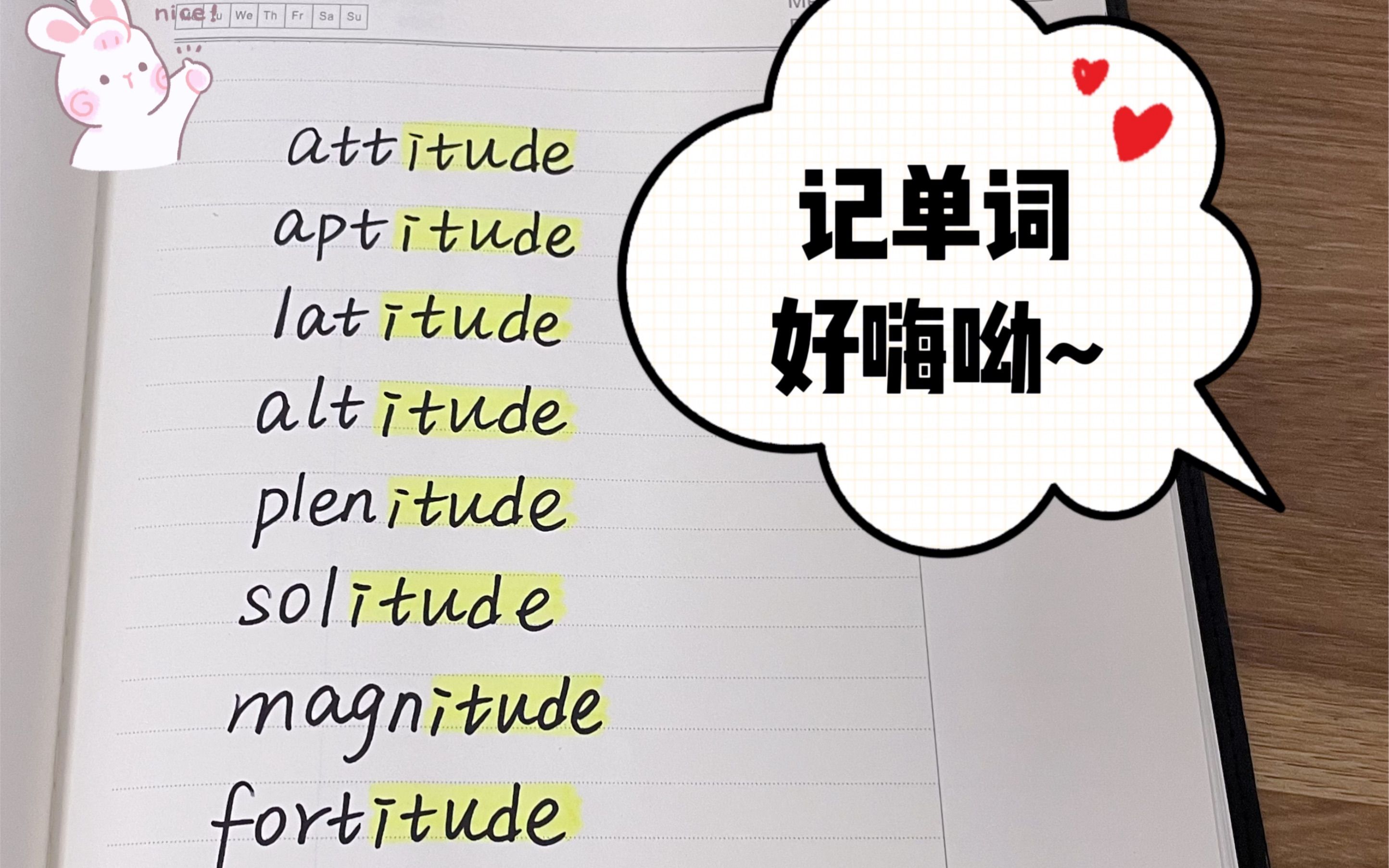词缀-itude 8个单词【attitude,aptitude,latitude,altitude,plenitude,solitude...】