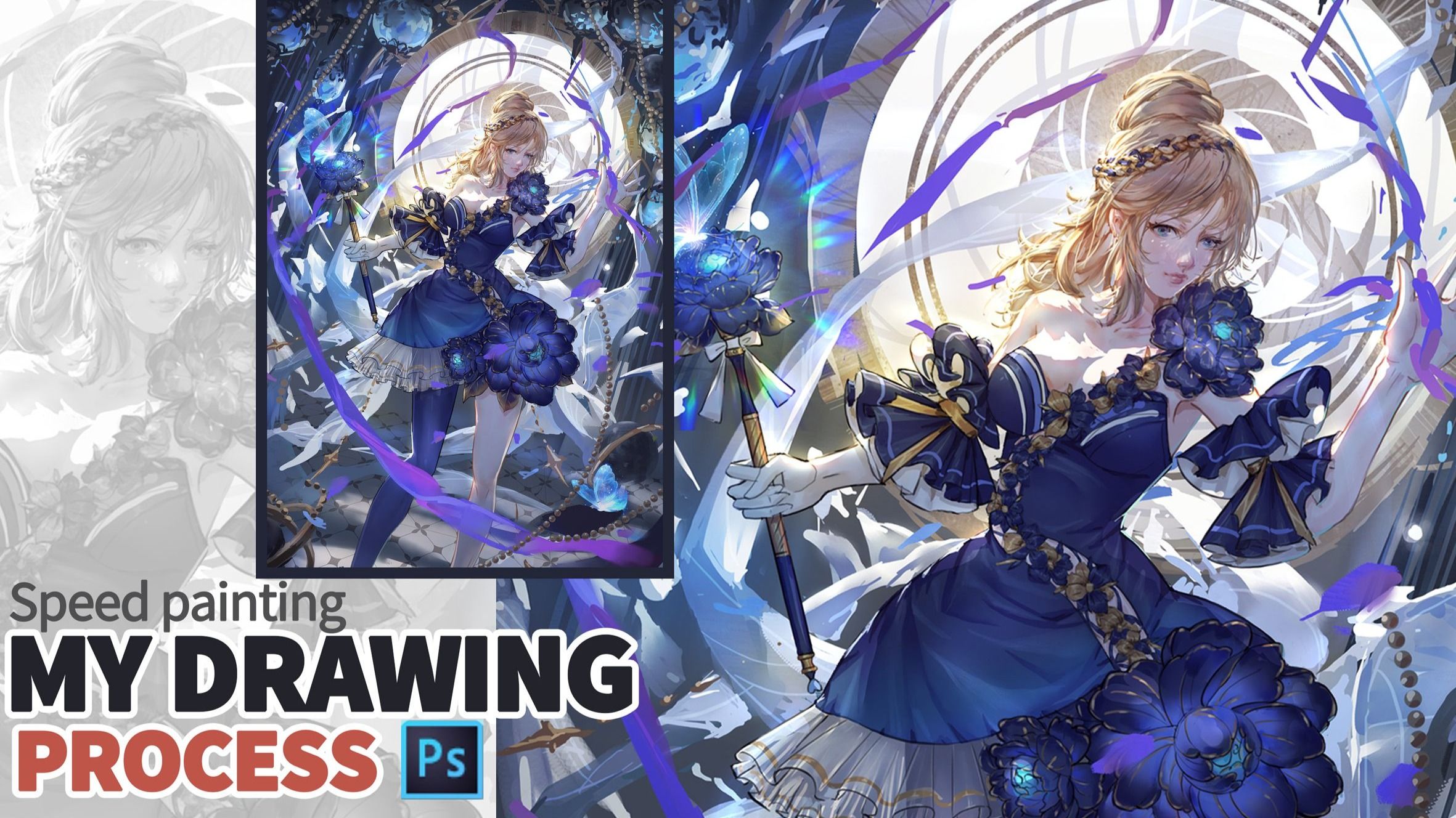 【插画过程】The complete process from character design to illustration-Speed painting