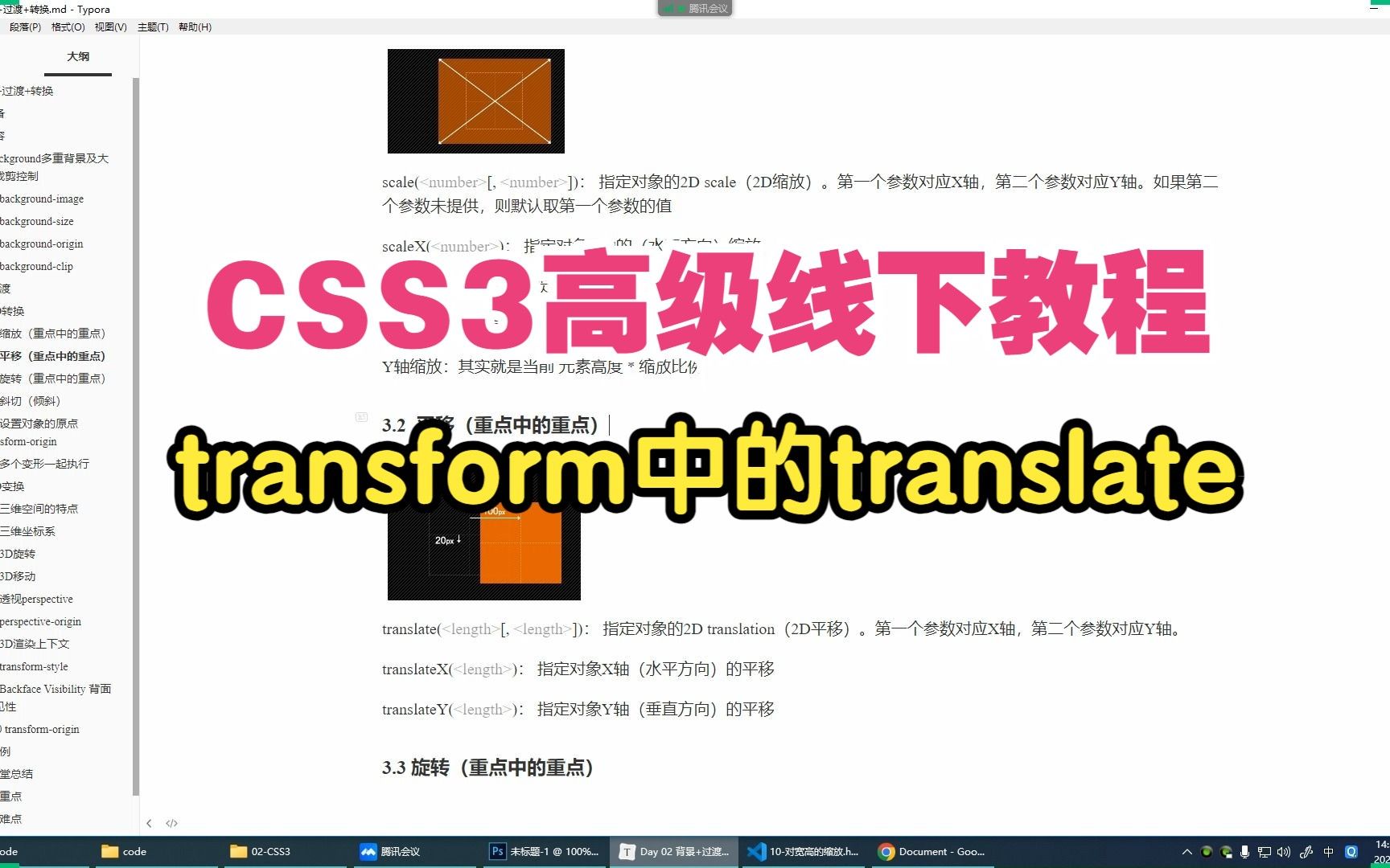 52--transform中的translate平移(高级CSS3线下课教程)
