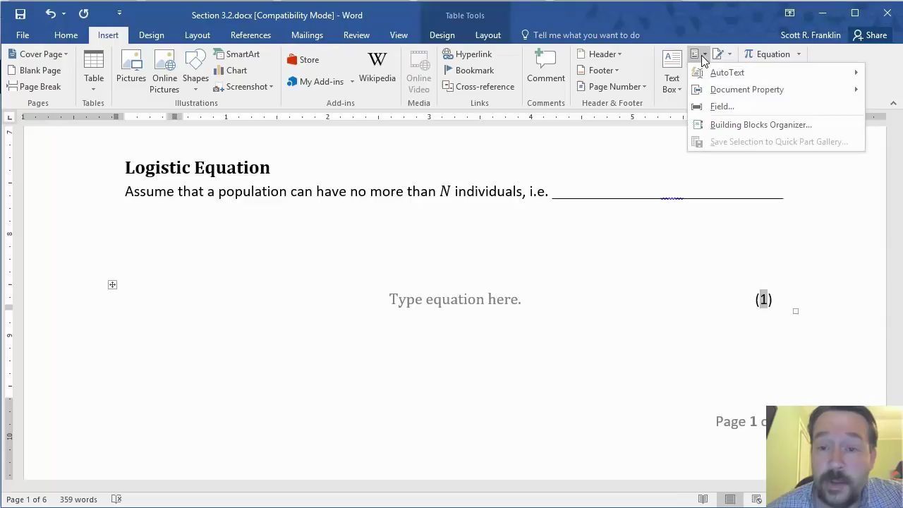 如何在 word 中插入带序号的公式 | How to Insert Equations Numbers in Word 2016
