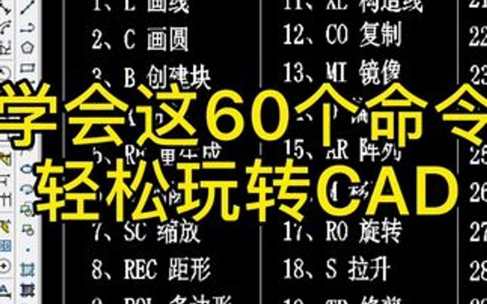 零基础学习cad,学会这60个命令快捷键，轻轻玩转cad