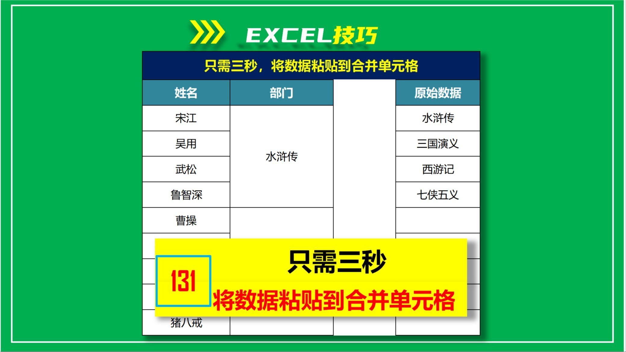 EXCEL技巧131：只需三秒，将数据粘贴到合并单元格