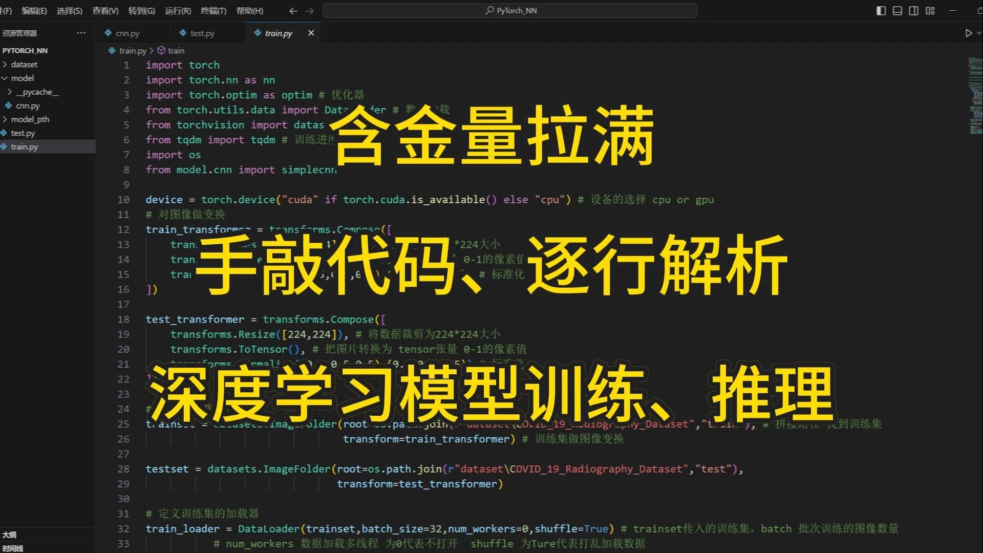 从零开始带你手敲深度学习模型训练、推理代码，吃透一个完整的项目框架！实时教学修改报错