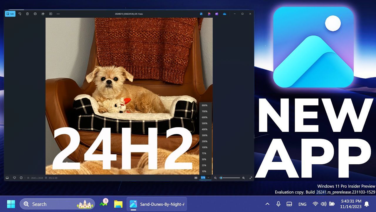 【首发】微软发布 Windows 11 24H2 最新版 Photos 原生应用照片更新：查看器加载速度快 2.1 倍！新动态缩放滑块 10%-800% 调节！