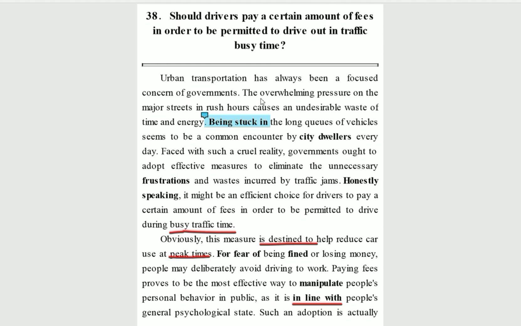 "Should drivers pay fees to drive in busy hours?"_TOEFL高分作文研读_费曼学习法_全英文