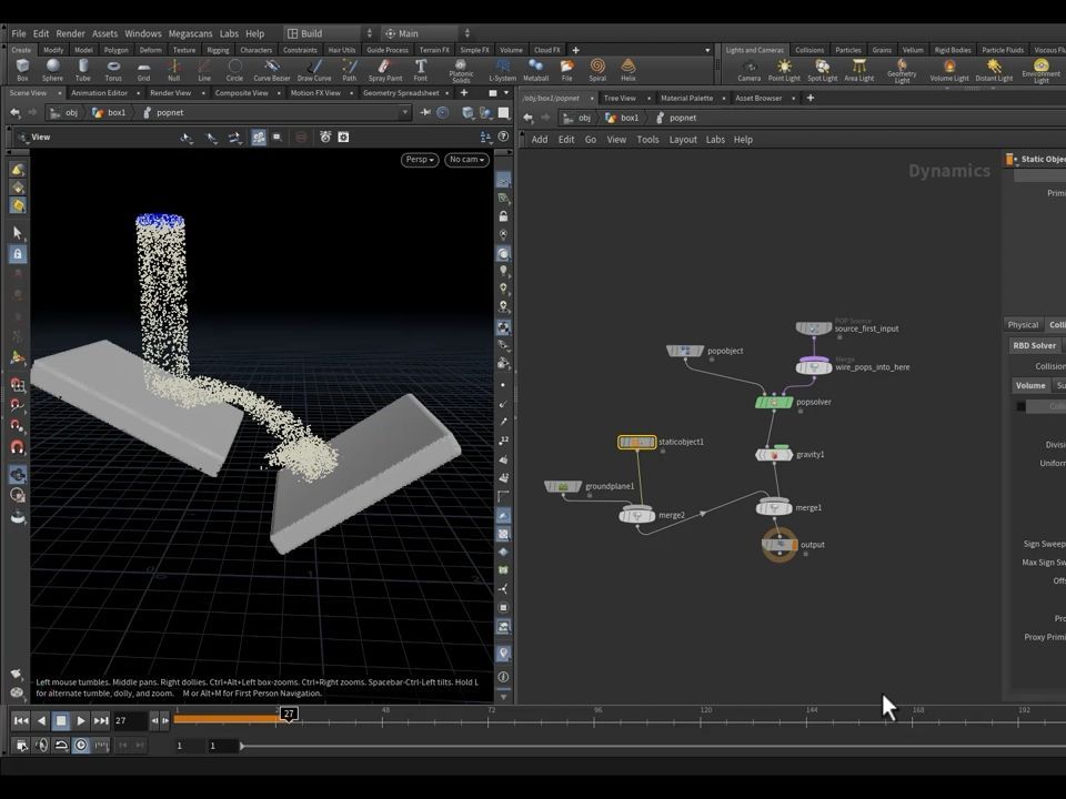 Houdini physical properties and collision part 2-13